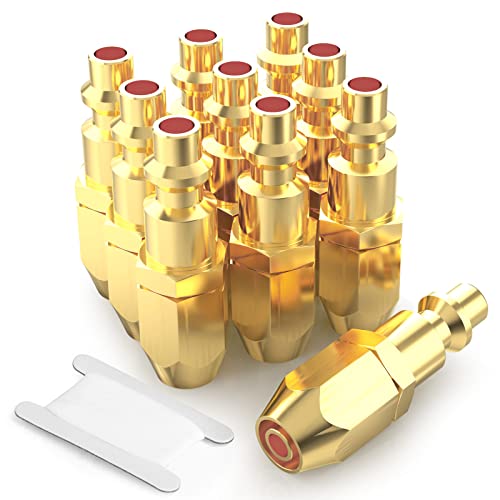 GASHER 10PCS Brass Pneumatic Replacement Fitting, Reusable Hose End Repair Fitting 1/4" Barb（Suitable for 1/4" ID，5/16" OD air hose) x 1/4" Flow Pneumatic Plug