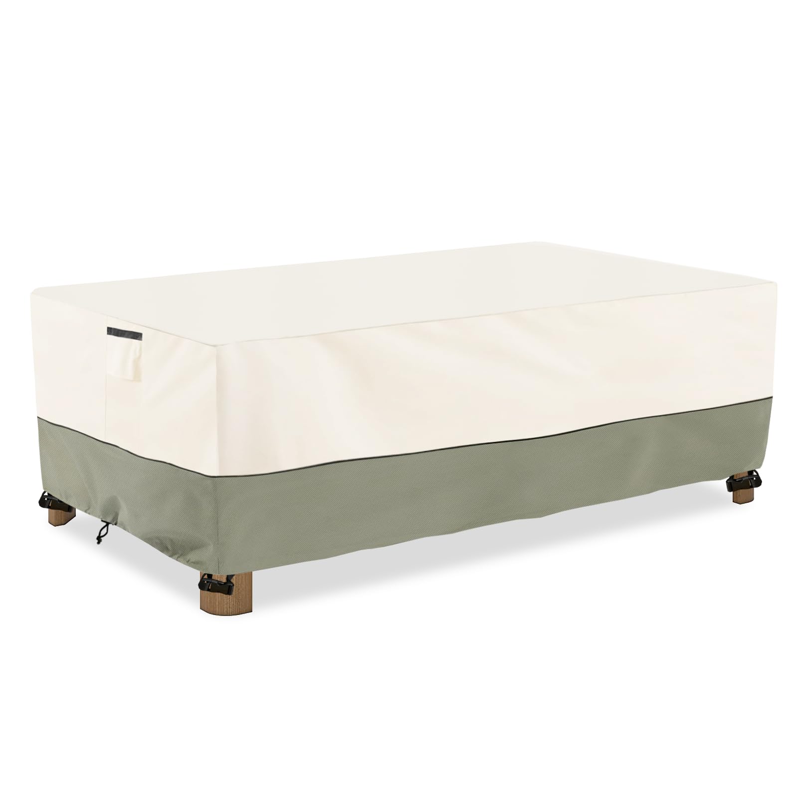 Outdoor Coffee Table Cover,Waterproof Rectangular Patio Small Side Table Cover,48 x 28 x 16 inch,Outdoor Table Covers Waterproof Rectangle,White&Grey-green.