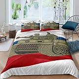 SIHATE Housse de Couette 140x200 Char Parure de Lit 1 Personne Dessin Animé Doux Confortable Imprimée en Microfibre Adulte Ado Enfant avec 2 Taies d'oreiller 65x65 cm avec Zippée