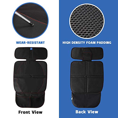 Funbliss Car Seat Protector For Child Car Seat - Auto Seat Cover Mat For Under Carseat With Thickest Padding To Protect Leather & Fabric Upholstery,Pvc Leather Reinforced Corners & 2 Large Pockets #TOP7