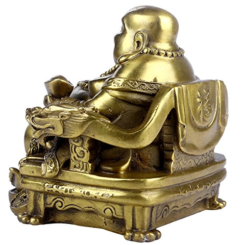 BRABUD Feng Shui Handmade Maitreya Laughing Buddha Statue Sitting on Emperor's Chair Sculpture Home Indoor Outdoor Decorative Ornament