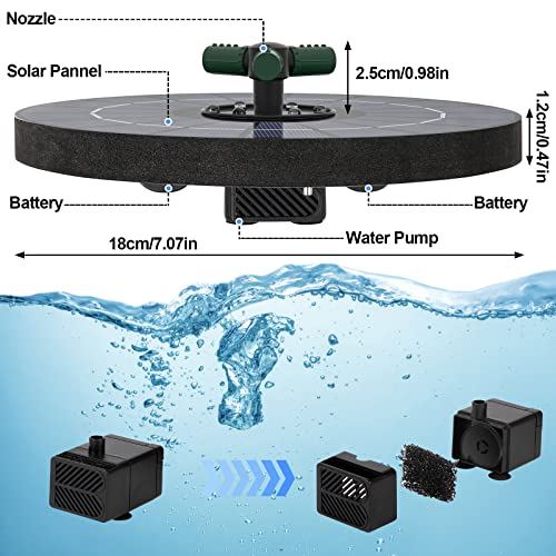 Carastek 4W Solar Springbrunnen für Außen, Springbrunnen Solar, Solar Teichpumpe mit 8 Effekte Solar Wasserpumpe Solar schwimmender Fontäne Pumpe für Garten,Vogel-Bad,Teich,Fisch-Behälter – Bild 3