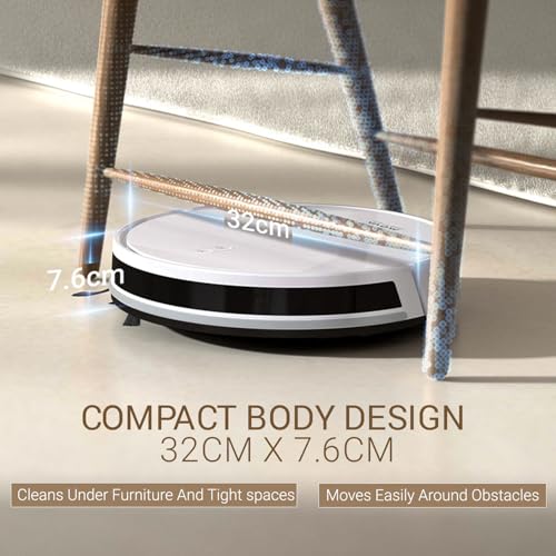 Image of Mova E10 Robot Vacuum Cleaner with LDS Navigation & 4500Pa Suction, 2-in-1 Vacuum and Mop, Dual-Fusion Obstacle Avoidance, Compact 7.6cm Height, White
