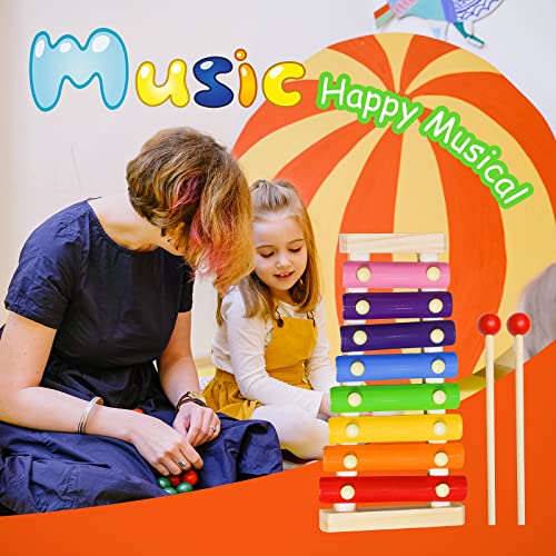 Mickyu Musical Instruments Toys Wooden Percussion Tambourine Xylophone Toys Preschool Educational Toys Gift For Baby Boys Girls #TOP5