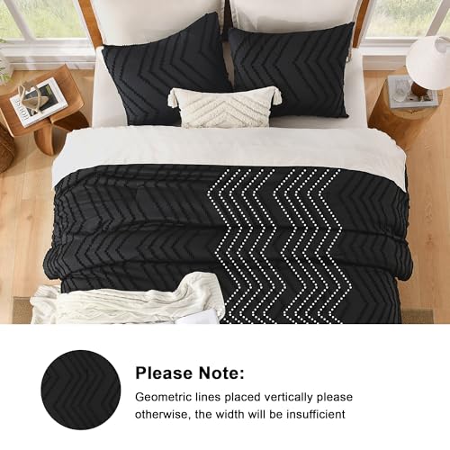Image of Litanika 3 Pcs Black Boho Oversized King Bedding Comforter Set, 120x98