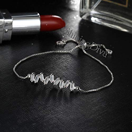 Image of Shining Diva Fashion Full Crystal Charm Stylish Gold Plated Charm Bracelet for Women