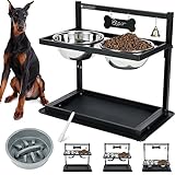 Elevated Dog Bowls with Slow Feeder for Large and Medium Dogs, Adjustable Height Raised Dog Bowl...
