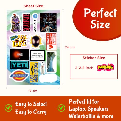 Image of CodersParadise Random Vinyl Decals Pack of 56, Assorted Stickers for Laptop, Water Bottle, Phone Case, Journal, Scrapbook, Notebook, Luggage, Helmet, Bike and DIY Crafts