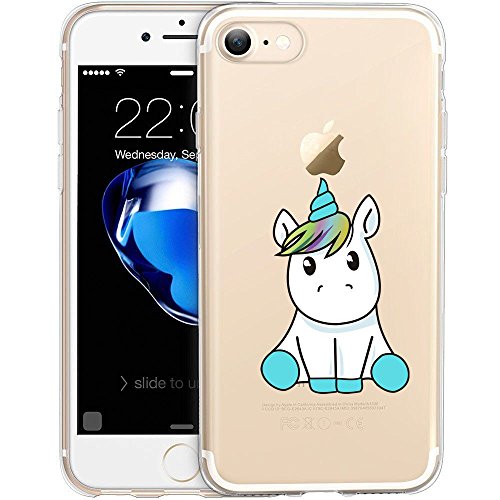 iPhone 7 Case, Unov iPhone 7 Case Clear with Design Embossed Pattern TPU Soft Bumper Shock Absorption Scratch Resistant Slim Protective Cover for iPhone 7 4.7 Inch(Baby Unicorn)
