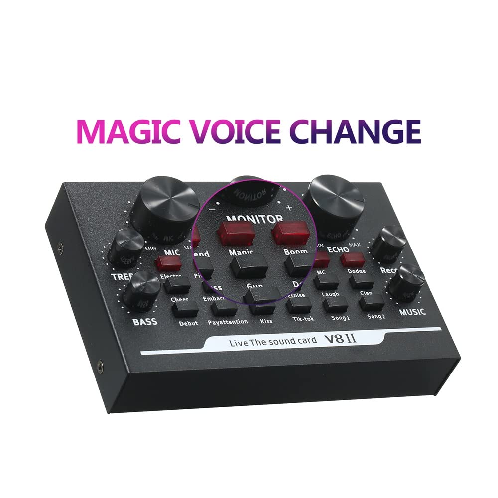 Amazon.com: V8II USB Live Sound Card BT Accompaniment Audio Mixer