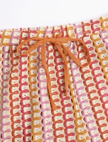 Image of ZAFUL Womens Beach Cover Up Pants Sexy Crochet Drawstring Elastic Boho Swimsuit Cover Up Long Pants Beach Wear