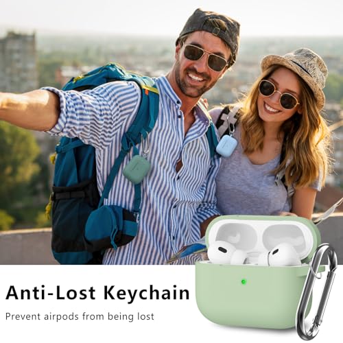 Image of Ljusmicker for AirPods Pro Case Cover with Cleaner Kit,Pastel Green | Silicone Protective Cover for Apple AirPods Pro 2nd /1st Generation Case with Keychain for Women Men,Shockproof