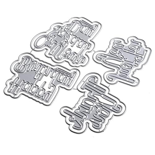 Trdxxx Just for You, Happy Birthday, Thank You, on Your Special Day 4 Sets Words Metal Cutting Dies for Scrapbooking DIY Photo Album Card Making Decorative Stencils Letters Metal Die Cuts - Thumbnail 6