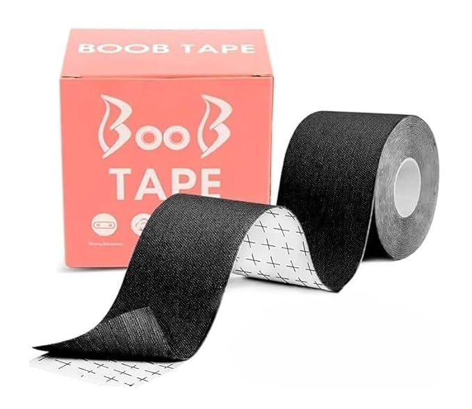 1 PCS BoobTape for Women Breast Lift Tape for Strapless Dress Invisible BodyTape for Push Up Lifting Support BodyTape Breast Shaper Lifter BraTape for Backless Deep Neck Styles (Black)-image-19