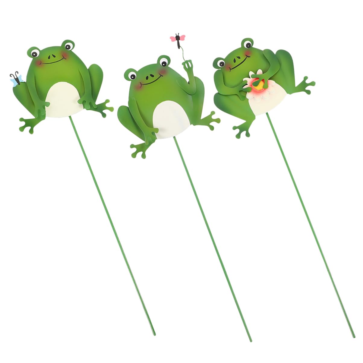 Toyvian 5 Sätze Gartenfrösche Metallstecker Bunte Deko Für Garten Blumenbeete Und Vivid Frog Ornament Für Außenbereich Als Für Gartenliebhaber 3 Stück * 5