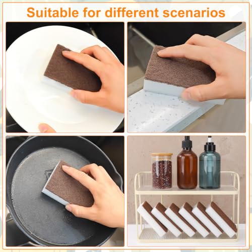 Image of 30 Pcs Individually Wrapped Sponges for Airbnb Apartment Brown | Uncompressed Non Scratch Scrouing Sponges for Household Cleaning Dishes Kitchen Car Bike