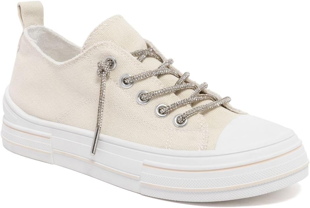 Sugar Women’s Canvas Sneakers, Low-Top Casual Fashion Tennis Shoes with Cushioned Insole and Flexible Rubber Outsole for Everyday Walking - Awesome