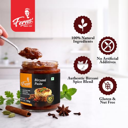 Image of FERNS' Biryani Curry Paste | Just Add Rice & Chicken, Mutton, Paneer | Made with Ghee | No Preservatives | Ready To Cook Indian Masala Wet Marinade 190g