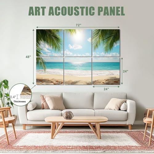 6 Pack Paneles Acústicos Decorativos Palmera Playa Tropical 72"x48" para Estudio y Oficina miniatura 2