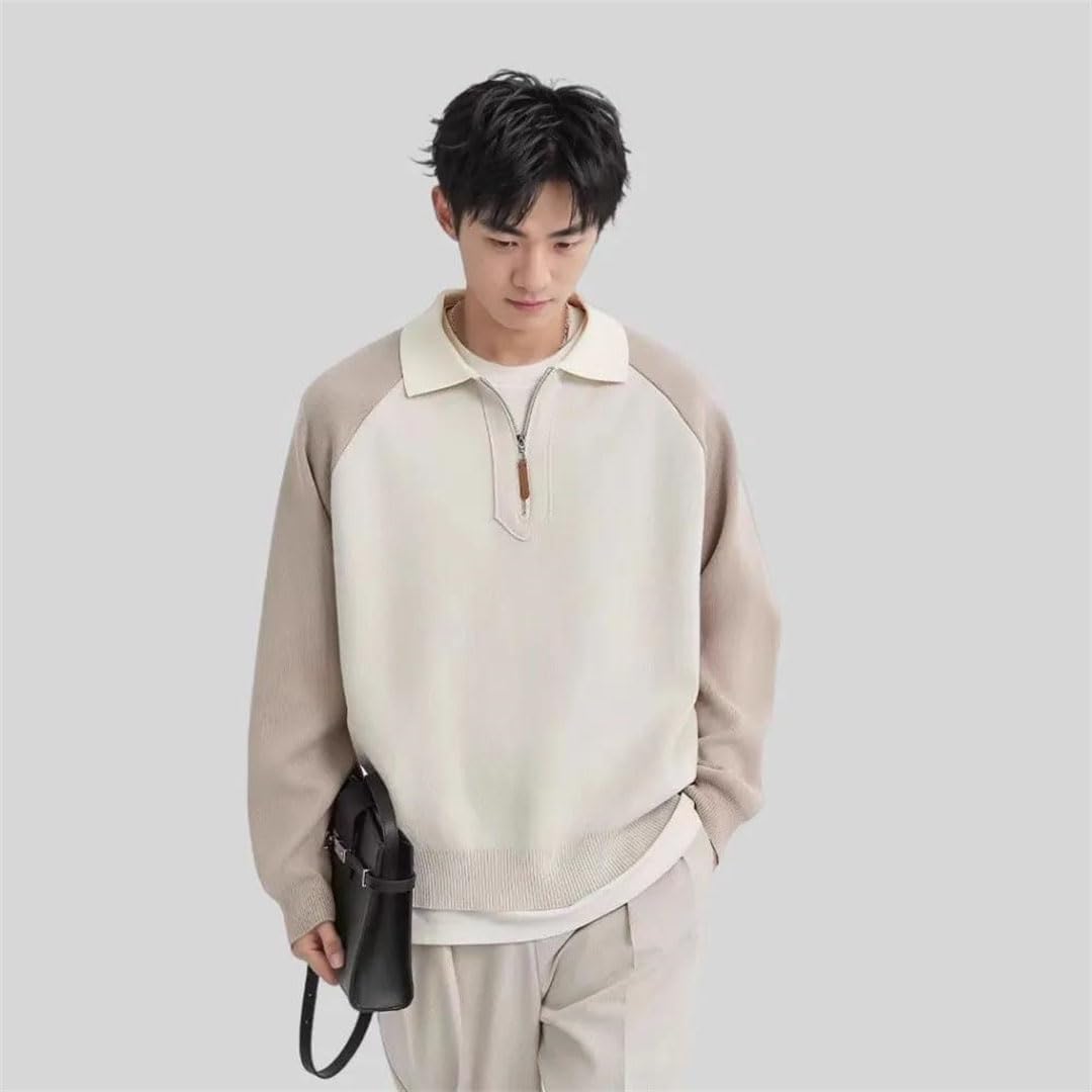 Men Polo Jumper Thicken Fall Winter Plus Size Knitted 1 4 Zipper Sweater Pullover