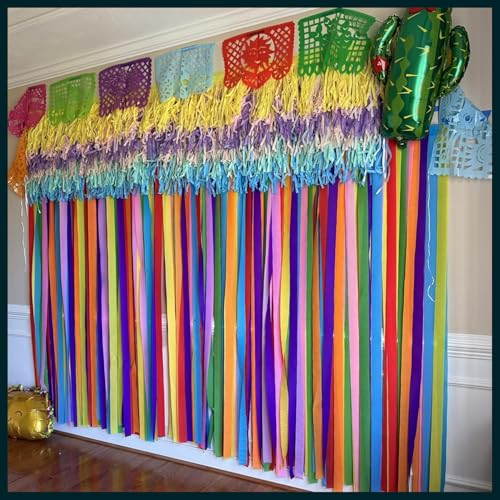 Miniatura 7 de Wubayi 8 Rollos De Serpentinas De Papel Crepé Arcoíris Para Fiestas Y Decoraciones De Papel