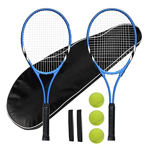 Tennis Rackets 2 Players Recreational for Beginners,Pre-Strung 27 Inch Light Adult Racquet Set for Women Men with Tennis Balls,Overgrips and Carry Bag (Blue)