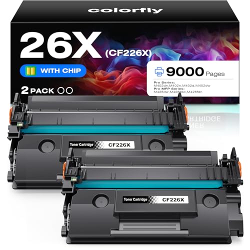 26X CF226X Toner Cartridge Compatible with HP 26X CF226X Cartridge for M402n M402dn M402d M402dw MFP M426fdw M406dw M426fdn Printer Toner