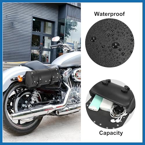 Bolsa para Manubrio de Motocicleta Universal Impermeable Piel Sintética Negra miniatura 4