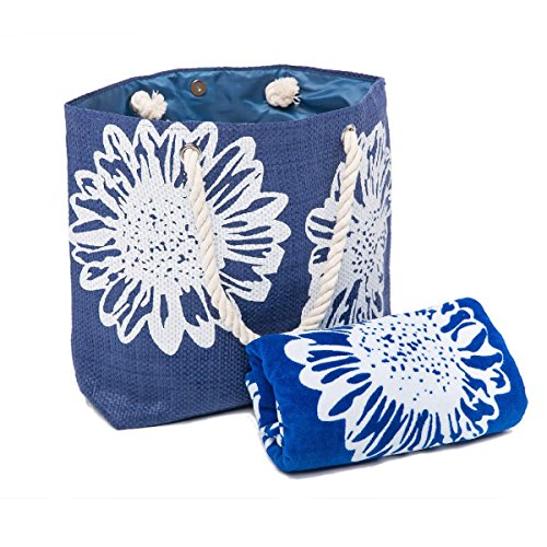 AIREE FAIREE Bolsa de Playa Para Mujer + Toalla de Playa 2 Piezas Floral