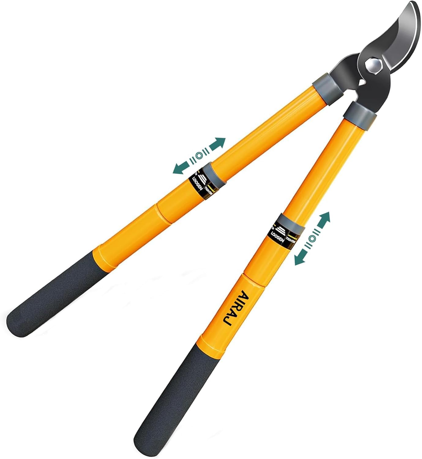 AIRAJ Coupe Branche Télescopiques 42-61cm, Coupe-Branche à Contre-lame avec Lame SK5 et Revêtement Anti-Adhésif-Coupe Propre Jusqu'à 3.5cm, Sécateur de Jardin Pour Branches Sèches et Humides