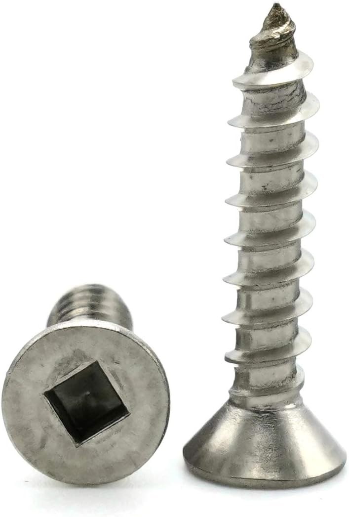 18-8 Stainless Steel Square Drive Flat Head Sheet Metal Screws #14-10 x 1-1/4" Qty 100