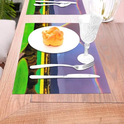 Sets de table 30x46 cm imprimés arc-en-ciel et linge de table rectangulaire de cuisine - 6
