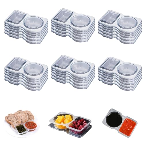 Gucr 30 cajas de aperitivos con compartimentos, recipientes para aperitivos, vasos para aperitivos, latas con tapa, a prueba de fugas, 130 ml, vasos para salsas, condimentos o alimentos húmedos