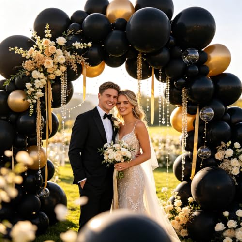 Black Balloon Arch Kit 111 Pcs, 18/12/5 Inch Black Latex Balloons Garland with Different Sizes, DIY Balloon Decorations for Birthday Party, Wedding, Baby Shower, Graduation, Anniversary & Halloween - image 7