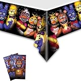 WOLEN 2Pcs Five Nights Tablecloth Disposable Tablecover Birthday Party Supplies and Decorations for Kid Boy Baby Shower Rectangle Tables 70'X42',2 Pack