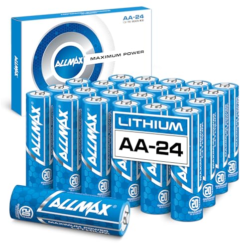 Image of Allmax AA Maximum Power Lithium Batteries (24 Count) - 1.5V | 20-Year Shelf Life • Perfect for Blink Security Cameras • Leakproof • Longest Lasting • Ultimate Performance