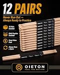 5A Drum Sticks Bulk 12 Pairs, Maple Wood Drumsticks for Beginners | 16" Standard