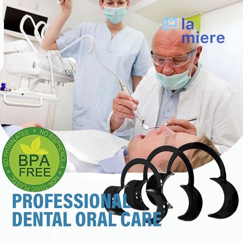 Image of LA MIERE Dental Cheek Retractor C Shape Mouth Opener Size S,M,L, Pack of 3, Black