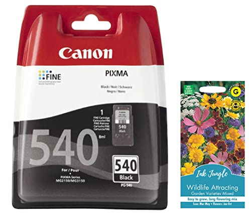 Canon PG540 Black Ink Cartridge For Canon PIXMA MG2150 MG2250 MG3150 MG3250 MG3255 MG3550 MG3650 MG4150 MG4250 MX375 MX395 MX435 MX475 MX515 MX525 MX535 MX455 TS5150 TS5151 Printer & Flower Pack