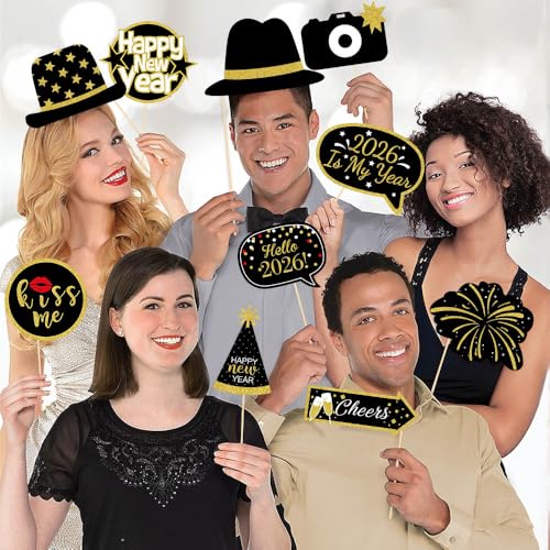 New Year’s Photo Booth Props 2026 – Pack of 35, Nye | Eve Party Supplies Happy Year Decorations - Image 4