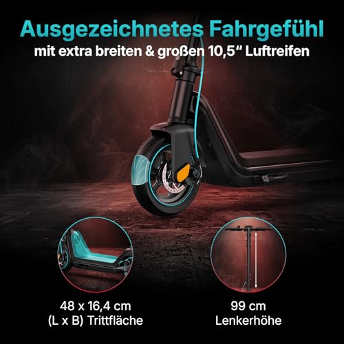 Odys Odys Alpha X5 Pro E-Scooter mit Deutscher Straßenzulassung (max. 20 km/h, bis zu 50km Reichweite, bis zu 20% Steigungen, 10,5'' Luftreifen, max. 120kg Belastung, Display & App-Anbindung, klappbar) - Produktansicht 3 | Tages Deals