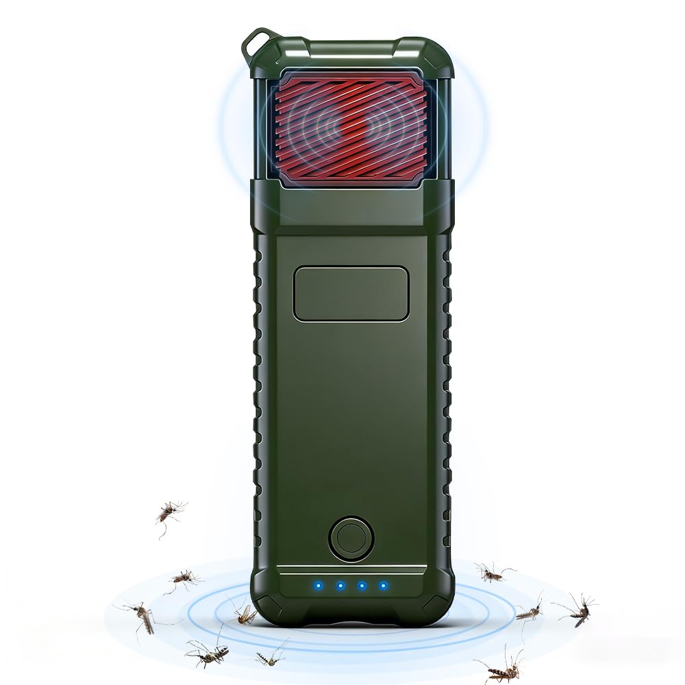 Tragbarer Camping Mückenschutz, SGZIOO Mückenabwehr Outdoor Elektrisch mit 66 Plättchen, USB-C-Aufladung, IP65 Wasserdicht für Outdoor, Camping, Wandern & Backpacking