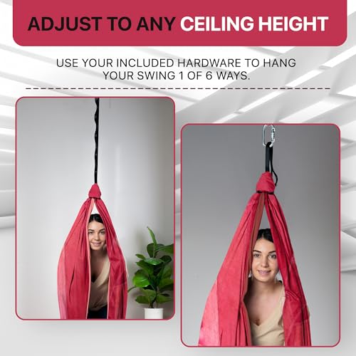 Image of Indoor Sensory Swing for Kids or Outdoor - Holds 300lbs, Double-Layer, & 360 Swivel, Calming Compression Therapy Swing Hammock for Kids & Adults with All Hardware - Sensory-Motor Toys & Gifts