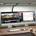 ONEMIX 42" LED Desk Lamp for Home Office, Eye-Caring Desk Light with Adjustable 4-Segment Bar, 1800LM Bright, Remote, Architect Table Lamp with Base for Dual Monitors, Reading, Study, Workbench(Black)