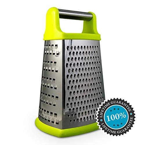 Noro Stainless Steel Cheese Vegetable Boxed Grater, 4 Sided, Pea Green