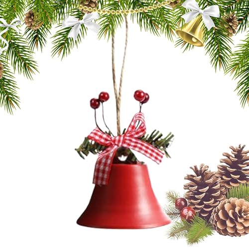 Campanas de Navidad Vintage,Campanas de Navidad Decorativas - Antiguas de de Metal | navideñas, cascabeles con Lazo navideño/Bayas para Puertas, Salones, porches