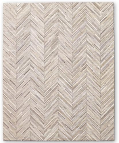 Image of Handmade Leather Area Rug, Luxurious Beige Chevron Pattern Artisan-Crafted Genuine Leather Rug Modern Living Room Leather Carpet Vinatge Area Rug for Bedroom Size: 9.9X14 ft