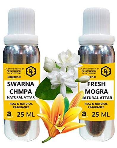Image of Parag Fragrances Real Mogra & Swarna Champa Attar Each 25ml Total 50ml Attar (Limited Time Offer) |Alcohol Free Attar|Best Attar For Man & Religious Attar