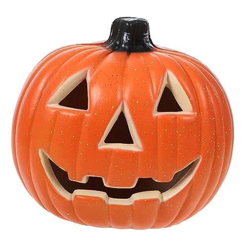 HEALLILY Halloween Pumpkin Skull Lantern Led Light-up Decor Indoor/Outdoor Decor Battery Operated Skull Pumpkin Lamp