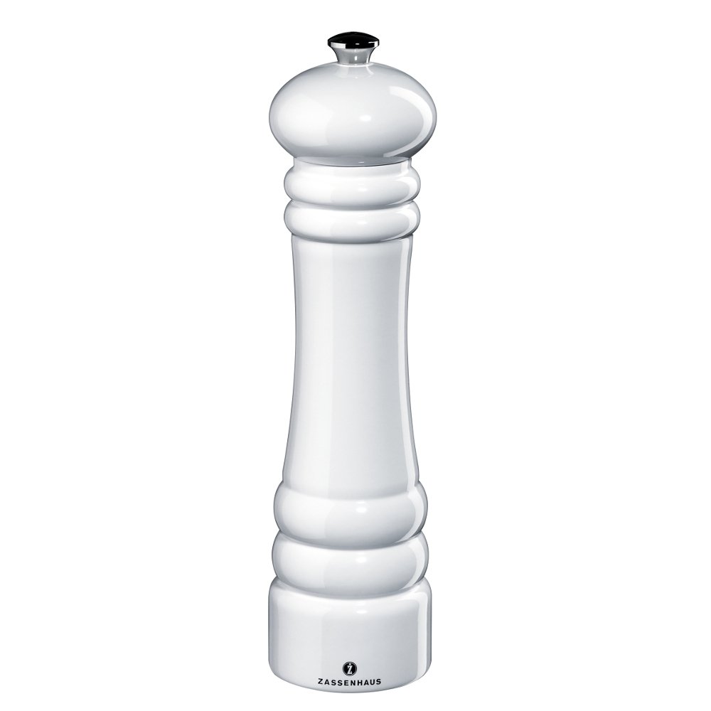 Zassenhaus Zestaw młynków do soli i pieprzu Berlin 24 cm czarno-biały i podstawki porcelanowe